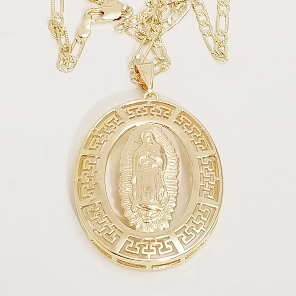 14K Gold Plated Virgen de Guadalupe Necklace. New - Picture 6 of 6